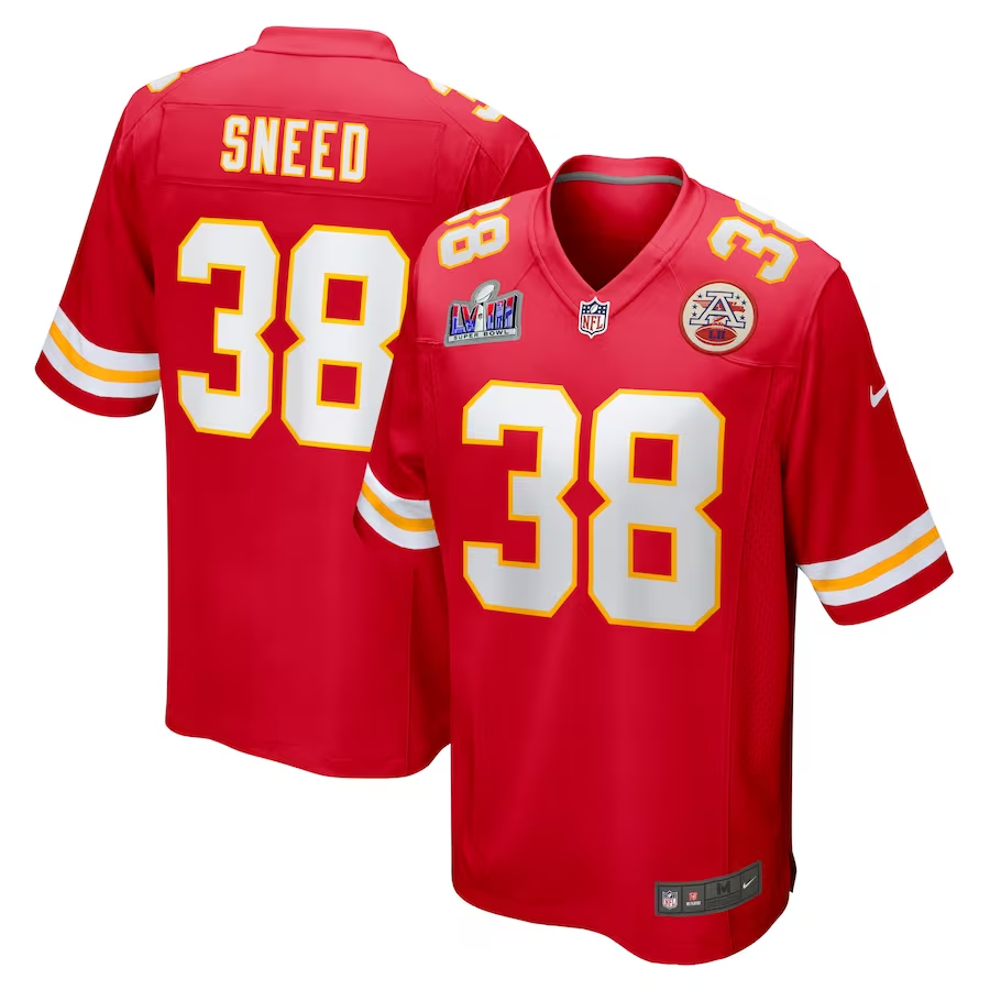 Men's Kansas City Chiefs #38 L'Jarius Sneed Red Nike Super Bowl LVIII Game Football Stitched Jersey