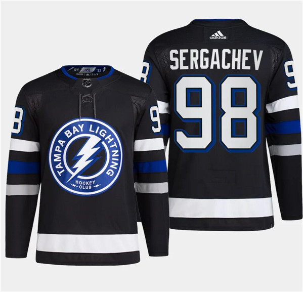 Men's Tampa Bay Lightning #98 Mikhail Sergachev Black 2024 Stadium Series Stitched Jersey