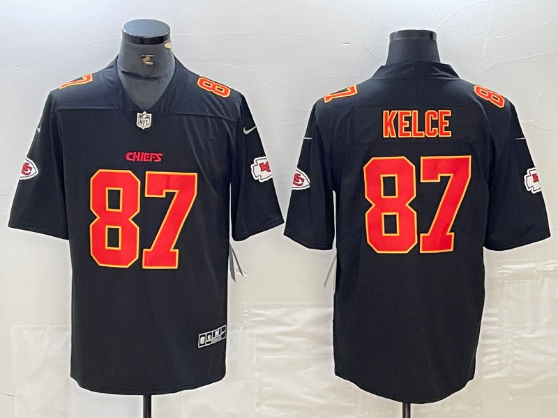 Men's Kansas City Chiefs #87 Travis Kelce Black Fashion Vapor Limited Stitched Jersey