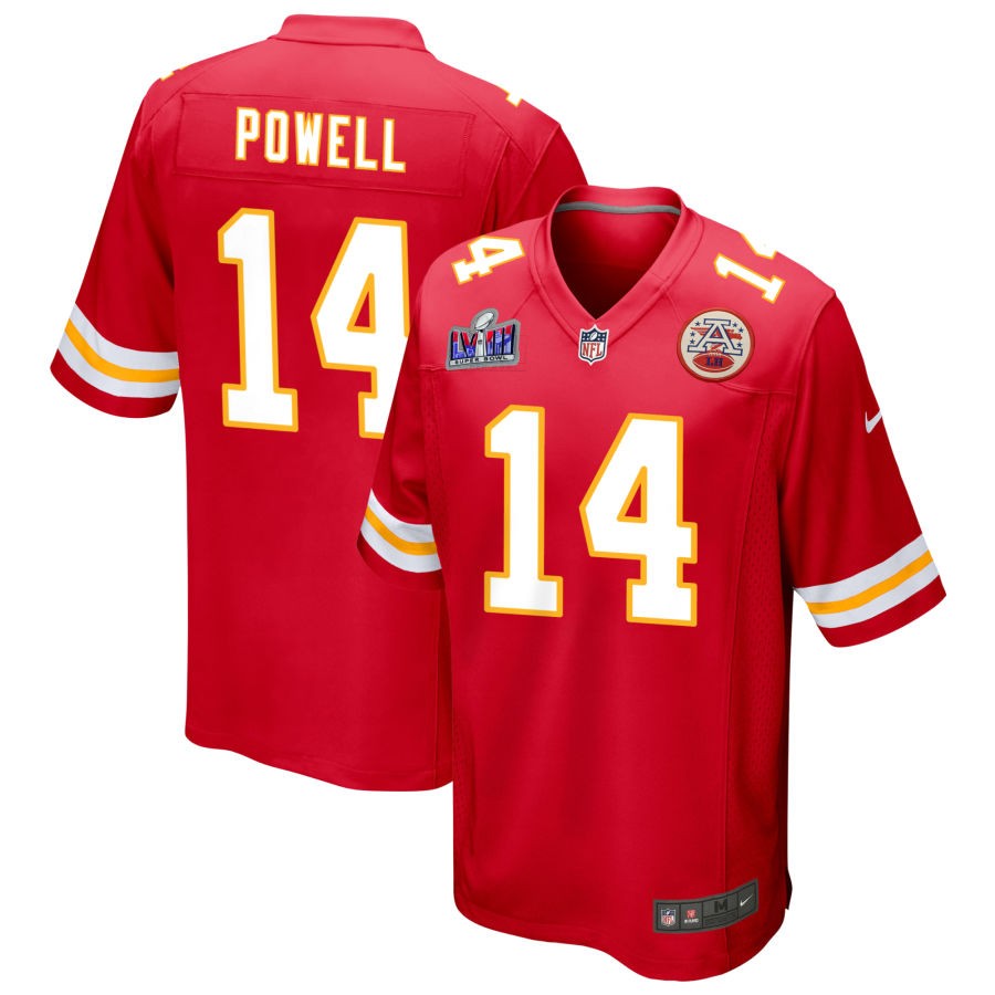 Men's Kansas City Chiefs #14 Cornell Powell Nike Red Super Bowl LVIII Patch Game Football Stitched Jersey