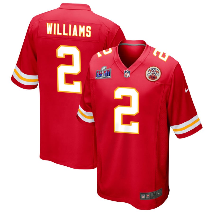 Men's Kansas City Chiefs #2 Joshua Williams Nike Red Super Bowl LVIII Patch Game Football Stitched Jersey