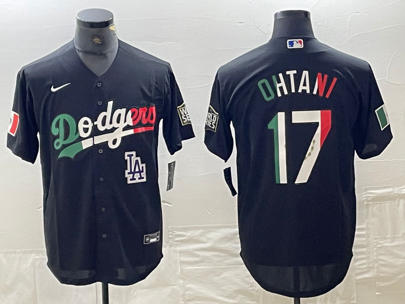 Men's Los Angeles Dodgers #17 Shohei Ohtani Mexico Black Cool Base Stitched Baseball Jersey