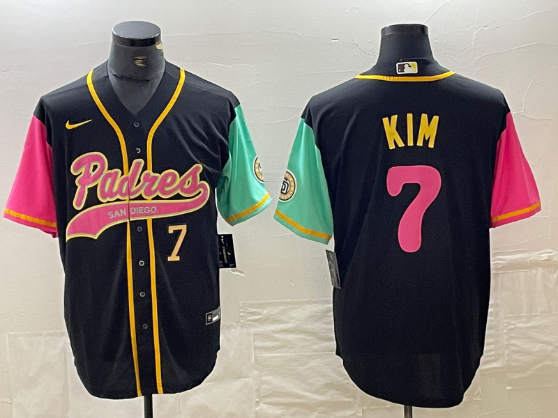 Men's San Diego Padres #7 Ha Seong Kim Number Black NEW 2023 City Connect Cool Base Stitched Jersey