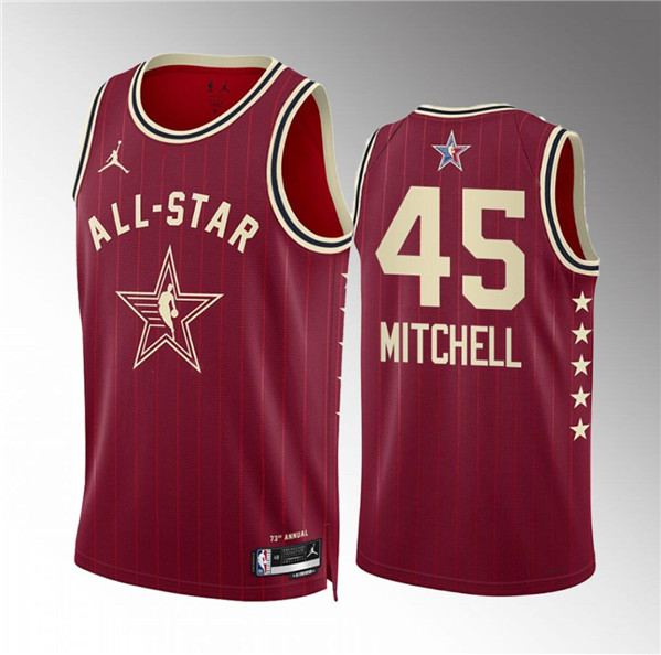 Men's 2024 All-Star #45 Donovan Mitchell Crimson Stitched Basketball Jersey