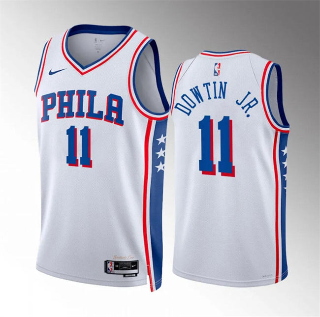 Men's Philadelphia 76ers #11 Jeff Dowtin Jr White Association Edition Stitched Jersey