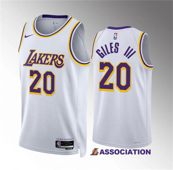 Men's Los Angeles Lakers #20 Harry Giles Iii White Association Edition Stitched Basketball Jersey