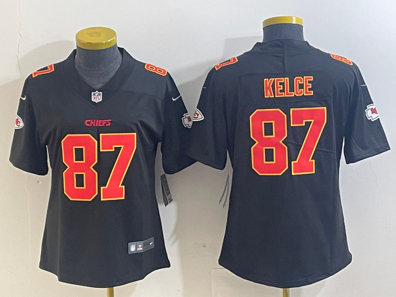 Women's Kansas City Chiefs #87 Travis Kelce Black Fashion Vapor Limited Stitched Jersey