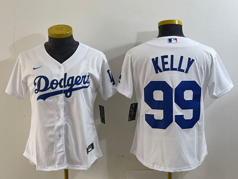 Women's Los Angeles Dodgers #99 Joe Kelly White Stitched Cool Base Nike Jersey