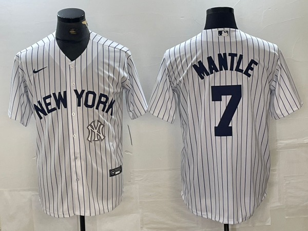 Men's New York Yankees #7 Mickey Mantle White 2024 Cool Base Stitched Jersey