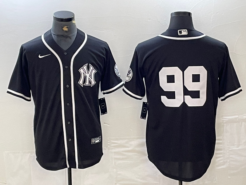 Men's New York Yankees #99 Aaron Judge No Name Black White Cool Base Stitched Jersey