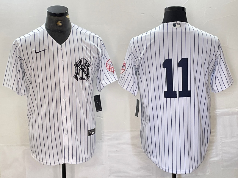 Men's New York Yankees #11 Anthony Volpe White With Patch 2024 Cool Base Stitched Jersey