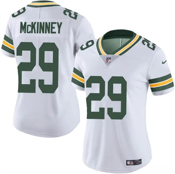 Women's Green Bay Packers #29 Xavier McKinney White Vapor Limited Football Stitched Jersey(Run Small)