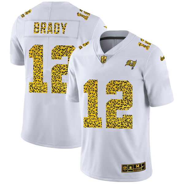 Men's Tampa Bay Buccaneers #12 Tom Brady 2020 White Leopard Print Fashion Limited Football Stitched Jersey