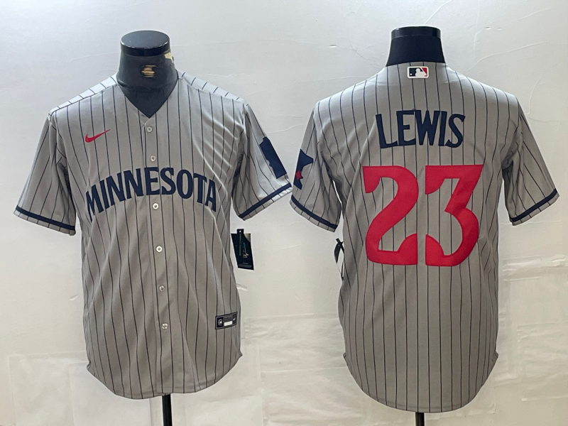 Men's Minnesota Twins #23 Royce Lewis 2023 Grey Home Team Cool Base Stitched Jersey