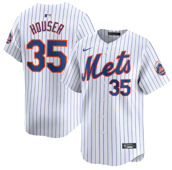 Men's New York Mets #35 Adrian Houser White 2024 Home Limited Stitched Baseball Jersey