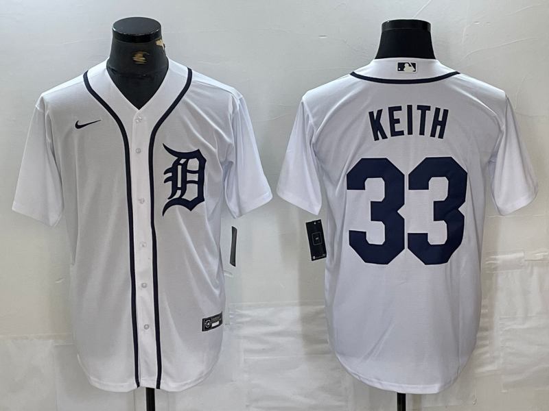 Men's Detroit Tigers #33 Colt Keith White Cool Base Stitched Jersey