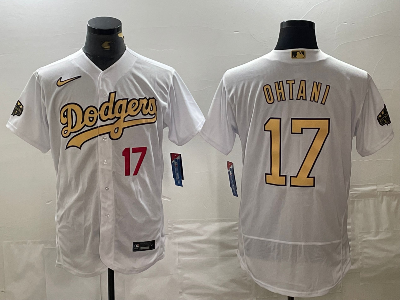 Men's Los Angeles Dodgers #17 Shohei Ohtani Number White 2022 All Star Stitched Flex Base Nike Jersey