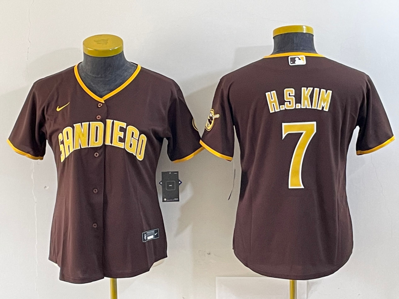 Youth San Diego Padres #7 Ha Seong Kim Brown Stitched Cool Base Nike Jersey