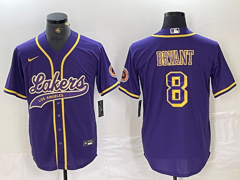 Men's Los Angeles Lakers #8 Kobe Bryant Purple Cool Base Stitched Baseball Jersey