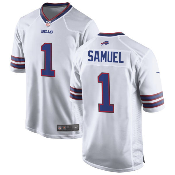 Mens Buffalo Bills #1 Curtis Samuel Nike White Away Vapor Limited Jersey