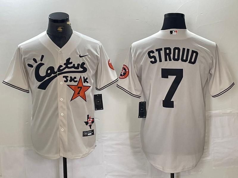 Men's Houston Astros #7 CJ Stroud Cream Cactus Jack Cool Base Jersey