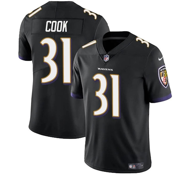 Men's Baltimore Ravens #31 Dalvin Cook Black Vapor Limited Football Stitched Jersey