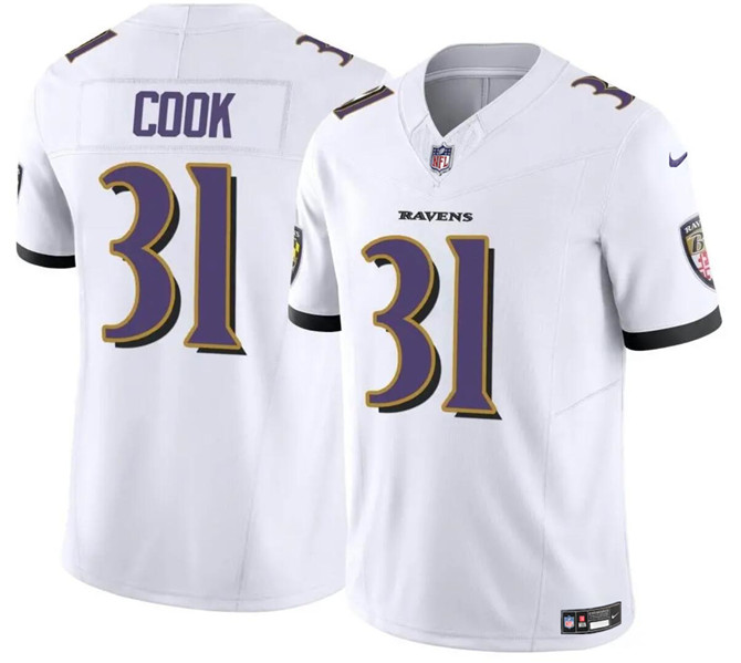 Men's Baltimore Ravens #31 Dalvin Cook White 2024 F.U.S.E. Vapor Limited Football Stitched Jersey