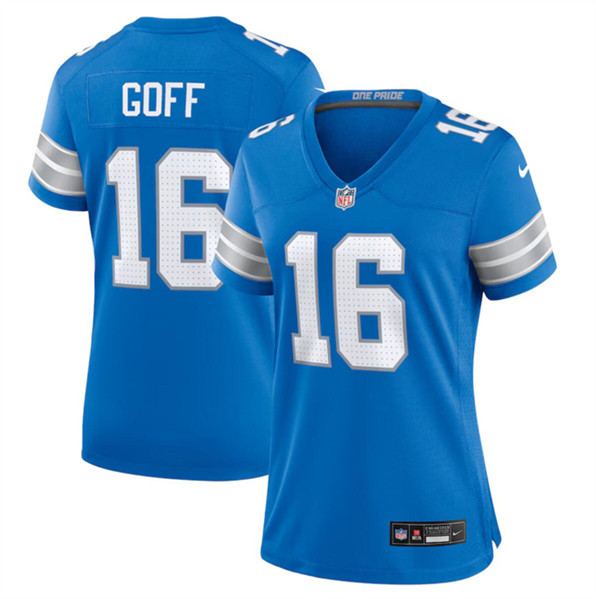 Women's Detroit Lions #16 Jared Goff Blue Stitched Jersey(Run Smaller)