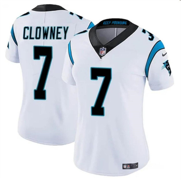 Women's Carolina Panthers #7 Jadeveon Clowney White Stitched Jersey(Run Small)