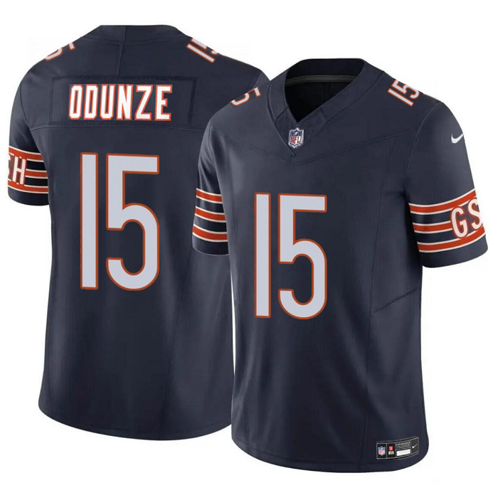 Men's Chicago Bears #15 Rome Odunze Navy 2024 Draft F.U.S.E. Vapor Football Stitched Jersey