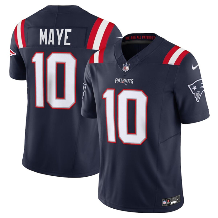 Men's New England Patriots #10 Drake Maye Navy 2024 Draft F.U.S.E. Vapor Limited Football Stitched Jersey