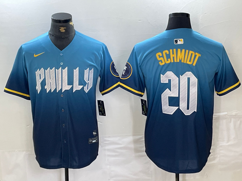 Men's Philadelphia Phillies #20 Mike Schmidt Blue 2024 City Cool Base Jersey