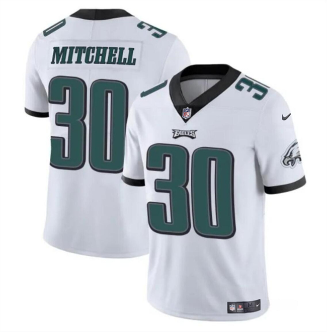 Men's Philadelphia Eagles #30 Quinyon Mitchell White 2024 Draft Vapor Untouchable Limited Football Stitched Jersey