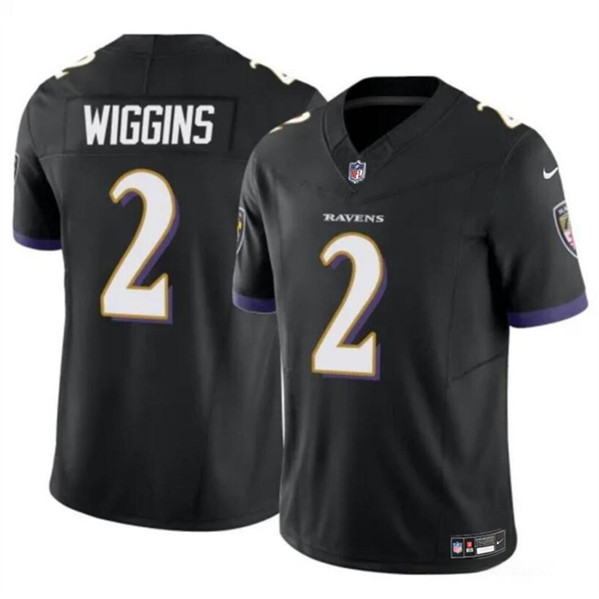 Men's Baltimore Ravens #2 Nate Wiggins Black 2024 Draft F.U.S.E. Vapor Limited Football Jersey