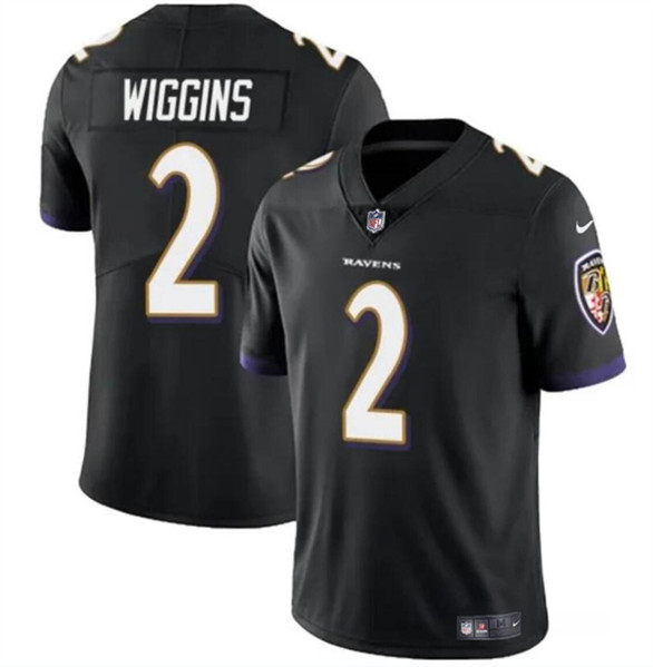 Men's Baltimore Ravens #2 Nate Wiggins Black 2024 Draft Vapor Limited Football Jersey