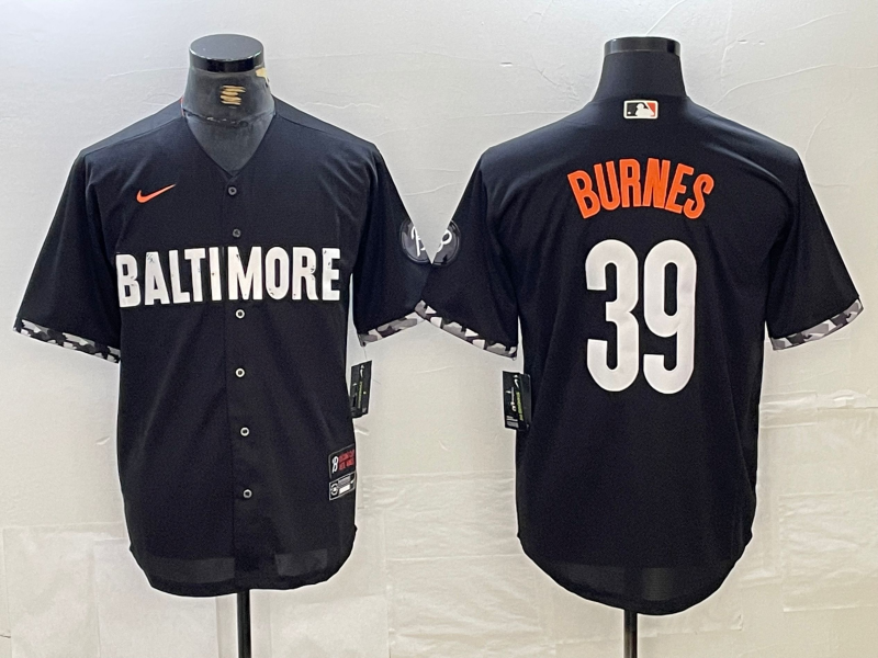 Men's Baltimore Orioles #39 Corbin Burnes Black 2023 City Connect Cool Base Stitched Jersey