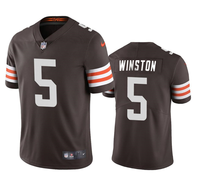 Men's Cleveland Browns #5 Jameis Winston Brown Vapor Limited Football Stitched Jersey