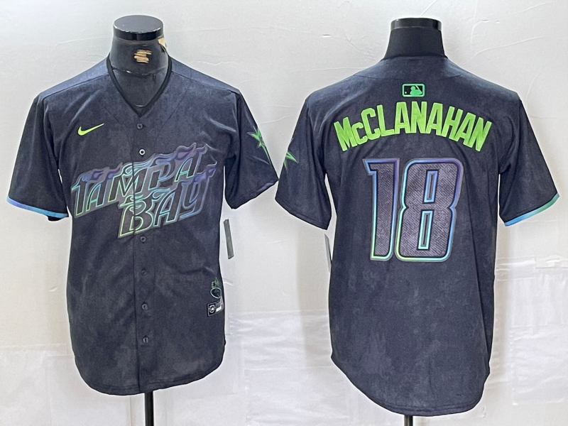 Men's Tampa Bay Rays #18 Shane McClanahan Charcoal 2024 City Connect Limited Stitched Jersey