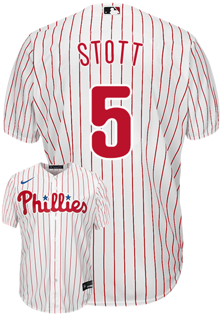 Youth Philadelphia Phillies #5 Bryson Stott Replica White Cool Base Embroidered Baseball Jersey