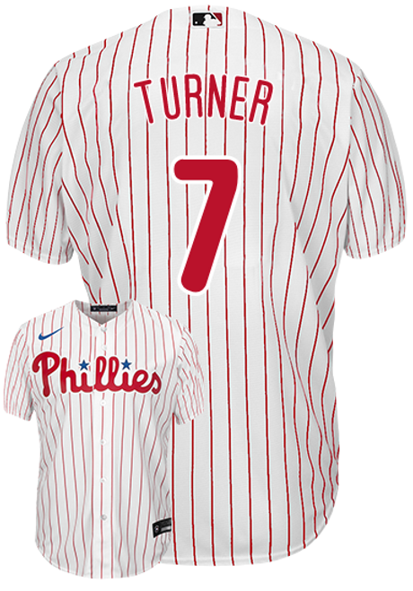 Youth Philadelphia Phillies #7 Trea Turner Replica White Cool Base Embroidered Baseball Jersey