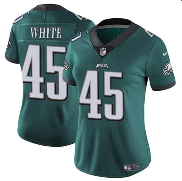 Women's Philadelphia Eagles #45 Devin White Green Vapor Untouchable Limited Football Stitched Jersey(Run Small)