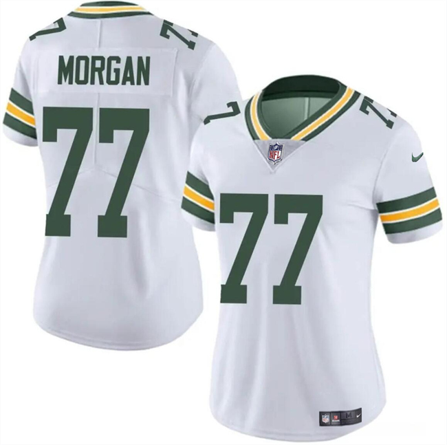 Women's Green Bay Packers #77 Jordan Morgan White 2024 Draft Vapor Untouchable Limited Football Stitched Jersey(Run Small)