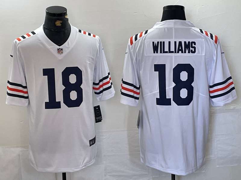 Men's Chicago Bears #18 Caleb Williams White 2024 Vapor Stitched Nike Alternate Classic Limited Jersey