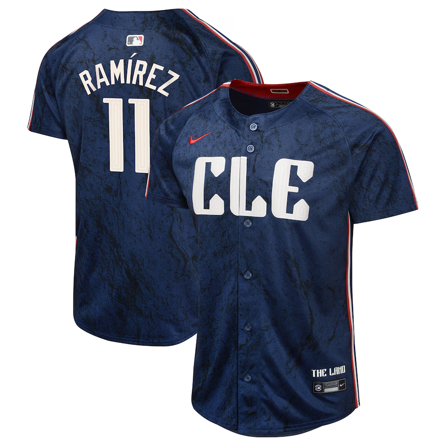 Youth Cleveland Guardians #11 Jose Ramirez Nike Navy 2024 City Connect Limited Jersey