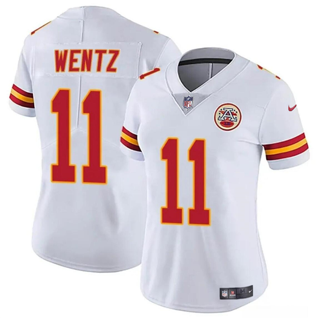 Women's Kansas City Chiefs #11 Carson Wentz White Vapor Untouchable Limited Football Stitched Jersey(Run Small)