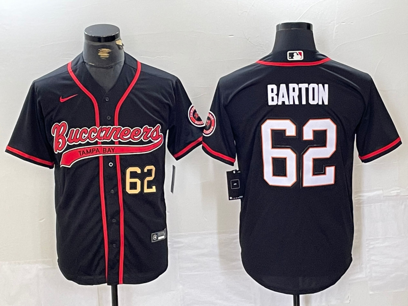 Men's Tampa Bay Buccaneers #62 Graham Barton Black Cool Base Stitched Baseball Jerseys