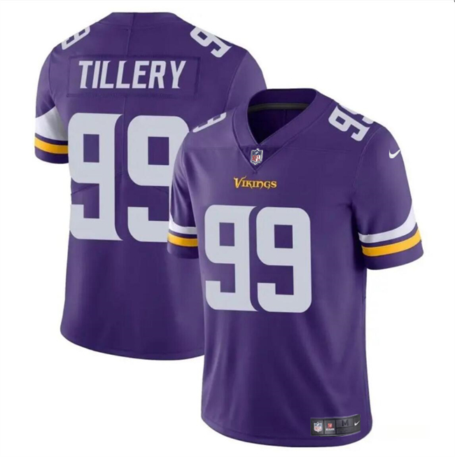 Men's Minnesota Vikings #99 Jerry Tillery Purple Vapor Untouchable Limited Football Stitched Jersey