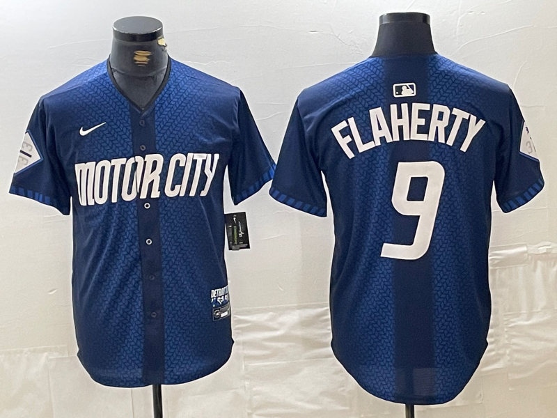 Men's Detroit Tigers #9 Jack Flaherty 2024 Navy City Connect Cool Base Limited Stitched Jersey