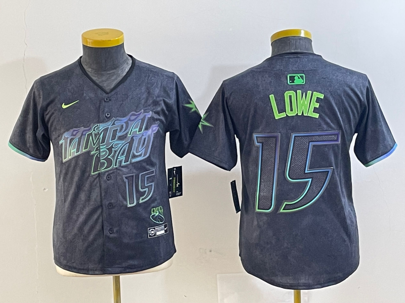 Youth Tampa Bay Rays #15 Josh Lowe Number Charcoal 2024 City Connect Limited Stitched Jersey