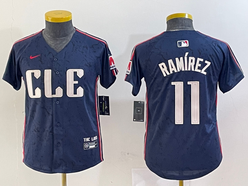 Youth Cleveland Guardians #11 Jose Ramirez Navy 2024 City Connect Limited Stitched Jersey